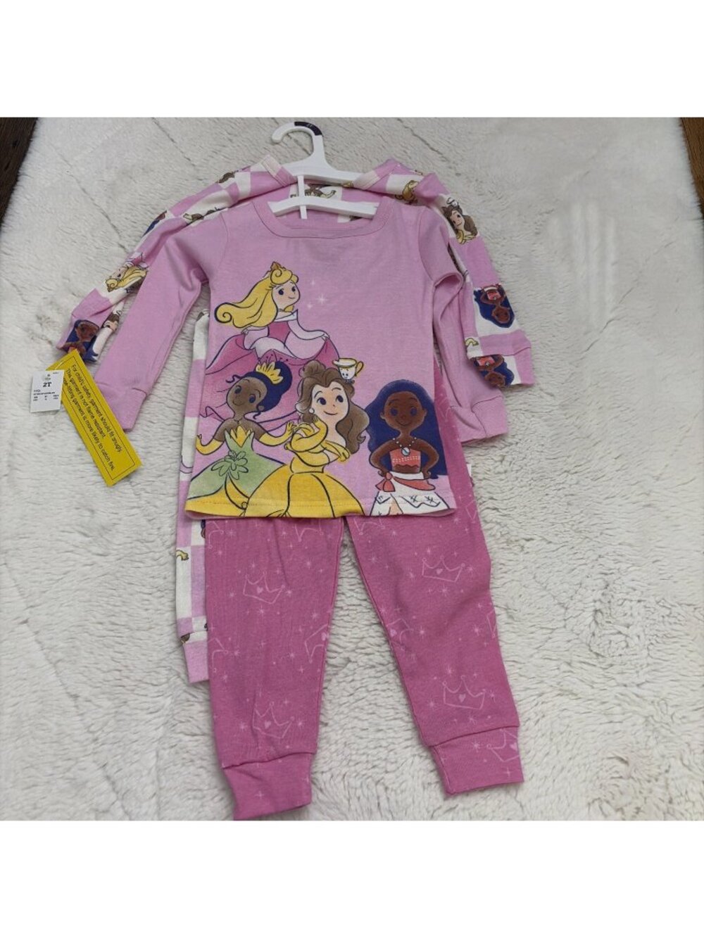 Disney Princess Girls 2T Pajama Set Pink 100% Cotton